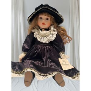 Bradley's Collectible Doll Velvet BIC-2035 Porcelain 19" Victorian Original Tags